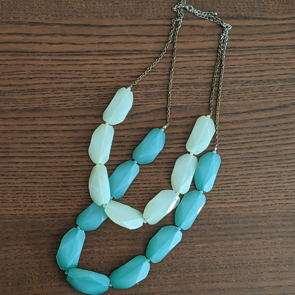 Blue and seafoam statement necklace - Picture 1 of 3